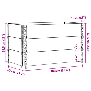 vidaXL Garden Planter Grey 100x50 cm Solid Wood Pine