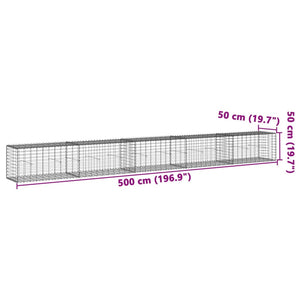 vidaXL Gabion Basket with Cover 500x50x50 cm Galvanised Iron