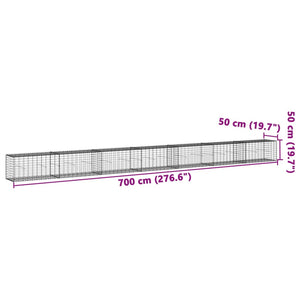 vidaXL Gabion Basket with Cover 700x50x50 cm Galvanised Iron