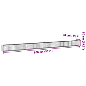 vidaXL Gabion Basket with Cover 800x50x50 cm Galvanised Iron