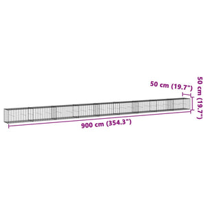 vidaXL Gabion Basket with Cover 900x50x50 cm Galvanised Iron