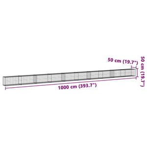 vidaXL Gabion Basket with Cover 1000x50x50 cm Galvanised Iron
