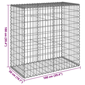 vidaXL Gabion Basket with Cover 100x50x100 cm Galvanised Iron