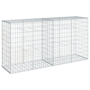 vidaXL Gabion Basket with Cover 200x50x100 cm Galvanised Iron