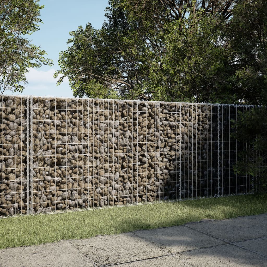 vidaXL Gabion Basket with Cover 200x50x100 cm Galvanised Iron