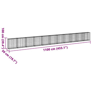 vidaXL Gabion Basket with Cover 1100x50x100 cm Galvanised Iron