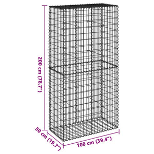 vidaXL Gabion Basket with Cover 100x50x200 cm Galvanised Iron