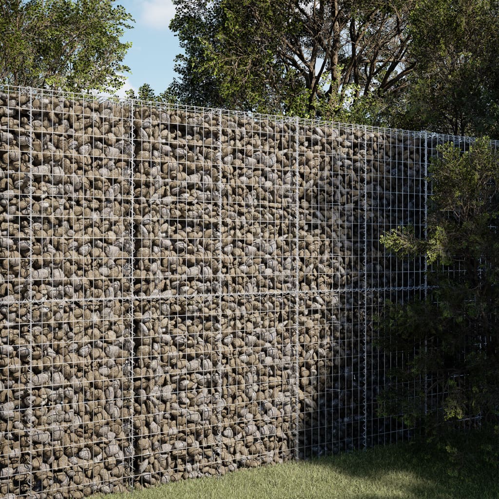 vidaXL Gabion Basket with Cover 100x50x200 cm Galvanised Iron