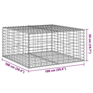 vidaXL Gabion Basket with Cover 100x100x50 cm Galvanised Iron