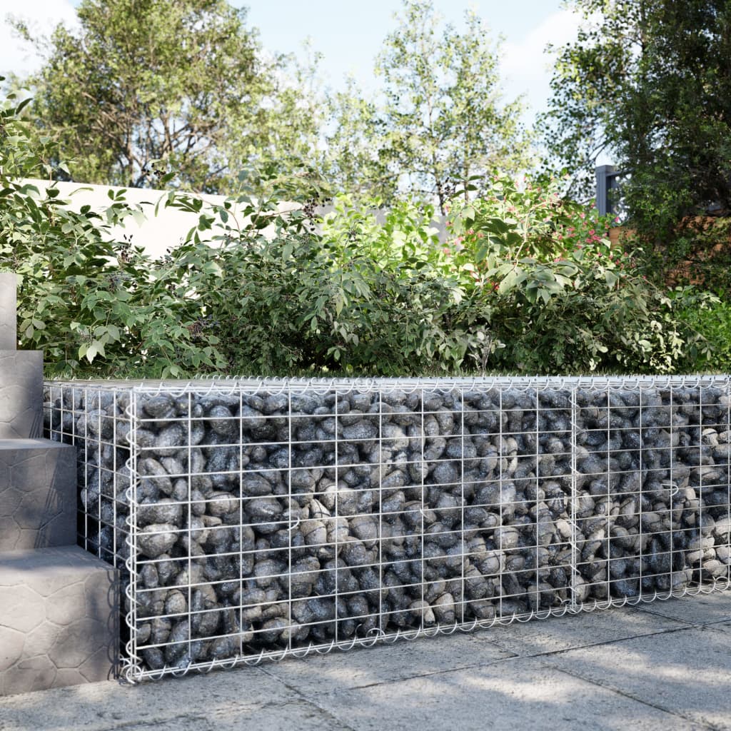 vidaXL Gabion Basket with Cover 100x100x50 cm Galvanised Iron