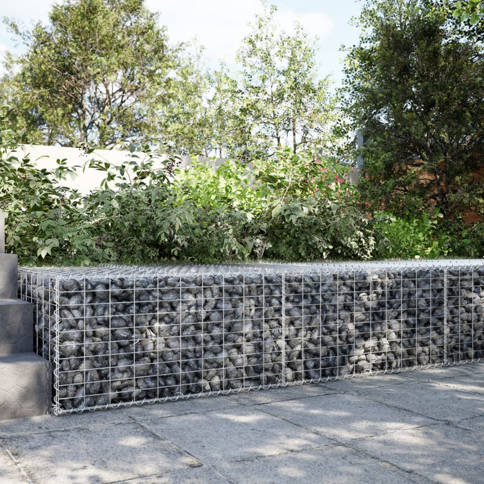 vidaXL Gabion Basket with Cover 200x100x50 cm Galvanised Iron