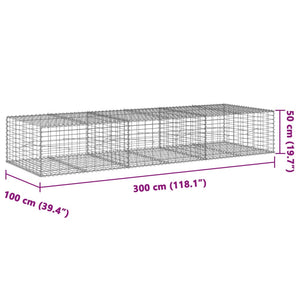 vidaXL Gabion Basket with Cover 300x100x50 cm Galvanised Iron