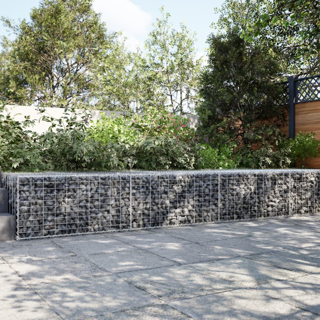 vidaXL Gabion Basket with Cover 300x100x50 cm Galvanised Iron