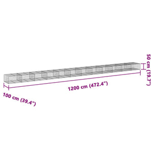 vidaXL Gabion Basket with Cover 1200x100x50 cm Galvanised Iron