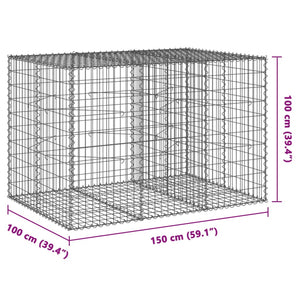 vidaXL Gabion Basket with Cover 150x100x100 cm Galvanised Iron