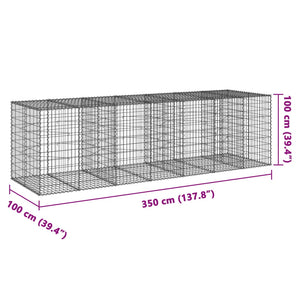 vidaXL Gabion Basket with Cover 350x100x100 cm Galvanised Iron