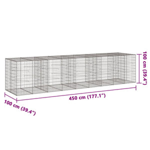 vidaXL Gabion Basket with Cover 450x100x100 cm Galvanised Iron