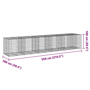 vidaXL Gabion Basket with Cover 550x100x100 cm Galvanised Iron