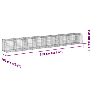 vidaXL Gabion Basket with Cover 850x100x100 cm Galvanised Iron