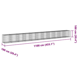 vidaXL Gabion Basket with Cover 1100x100x100 cm Galvanised Iron