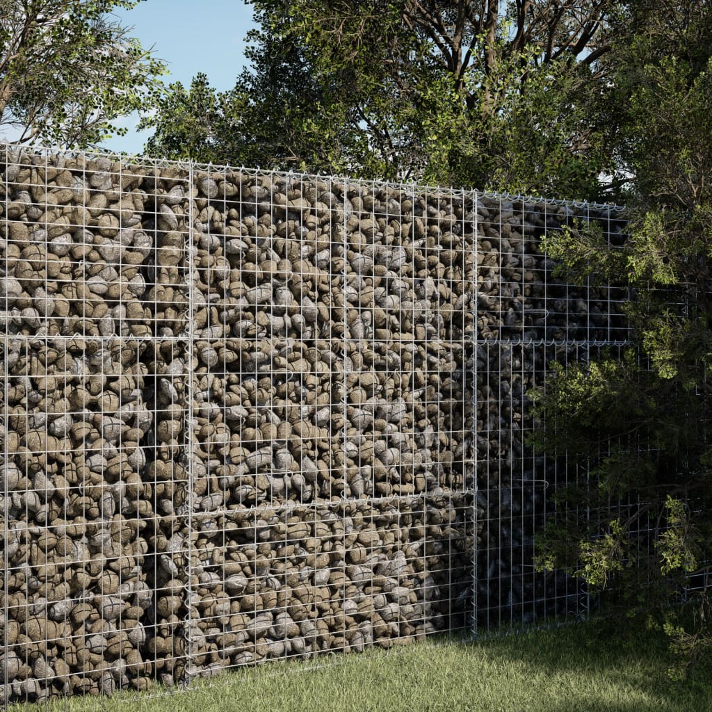 vidaXL Gabion Basket with Cover 100x100x150 cm Galvanised Iron