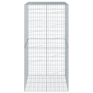 vidaXL Gabion Basket with Cover 100x100x200 cm Galvanised Iron