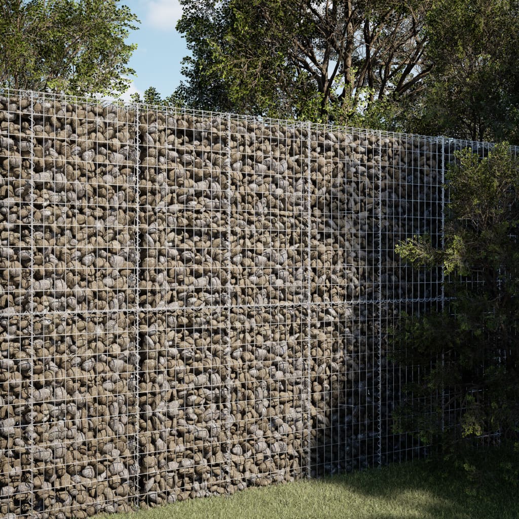 vidaXL Gabion Basket with Cover 100x100x200 cm Galvanised Iron