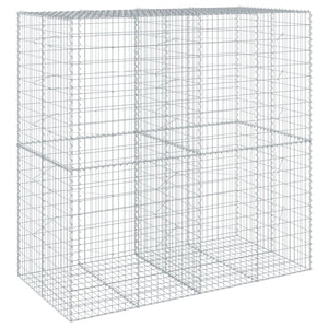 vidaXL Gabion Basket with Cover 200x100x200 cm Galvanised Iron