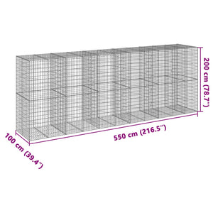 vidaXL Gabion Basket with Cover 550x100x200 cm Galvanised Iron