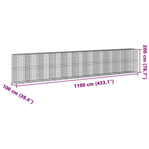 vidaXL Gabion Basket with Cover 1100x100x200 cm Galvanised Iron