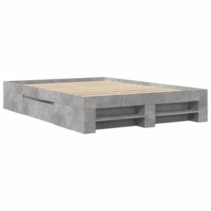 vidaXL Bed Frame without Mattress Concrete Grey 120x190cm Engineered Wood