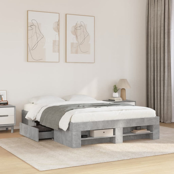 vidaXL Bed Frame without Mattress Concrete Grey 120x190cm Engineered Wood