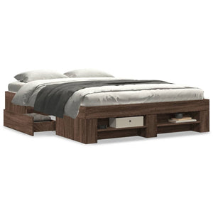 vidaXL Bed Frame without Mattress Brown Oak 120x190 cm Small Double Engineered Wood