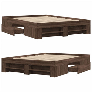 vidaXL Bed Frame without Mattress Brown Oak 120x190 cm Small Double Engineered Wood