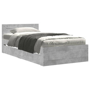 vidaXL Bed Frame with Headboard without Mattress Concrete Grey 90x200 cm