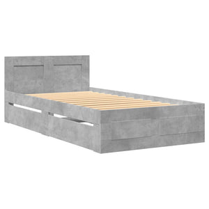 vidaXL Bed Frame with Headboard without Mattress Concrete Grey 90x200 cm