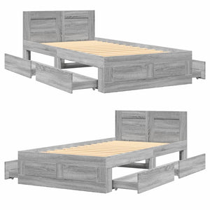 vidaXL Bed Frame with Headboard without Mattress Concrete Grey 90x200 cm