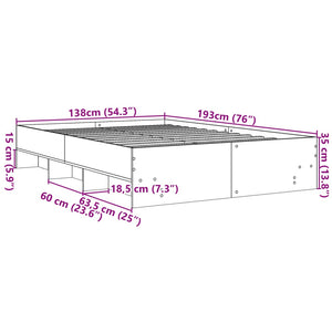 vidaXL Bed Frame without Mattress Black 135x190 cm Double Engineered Wood