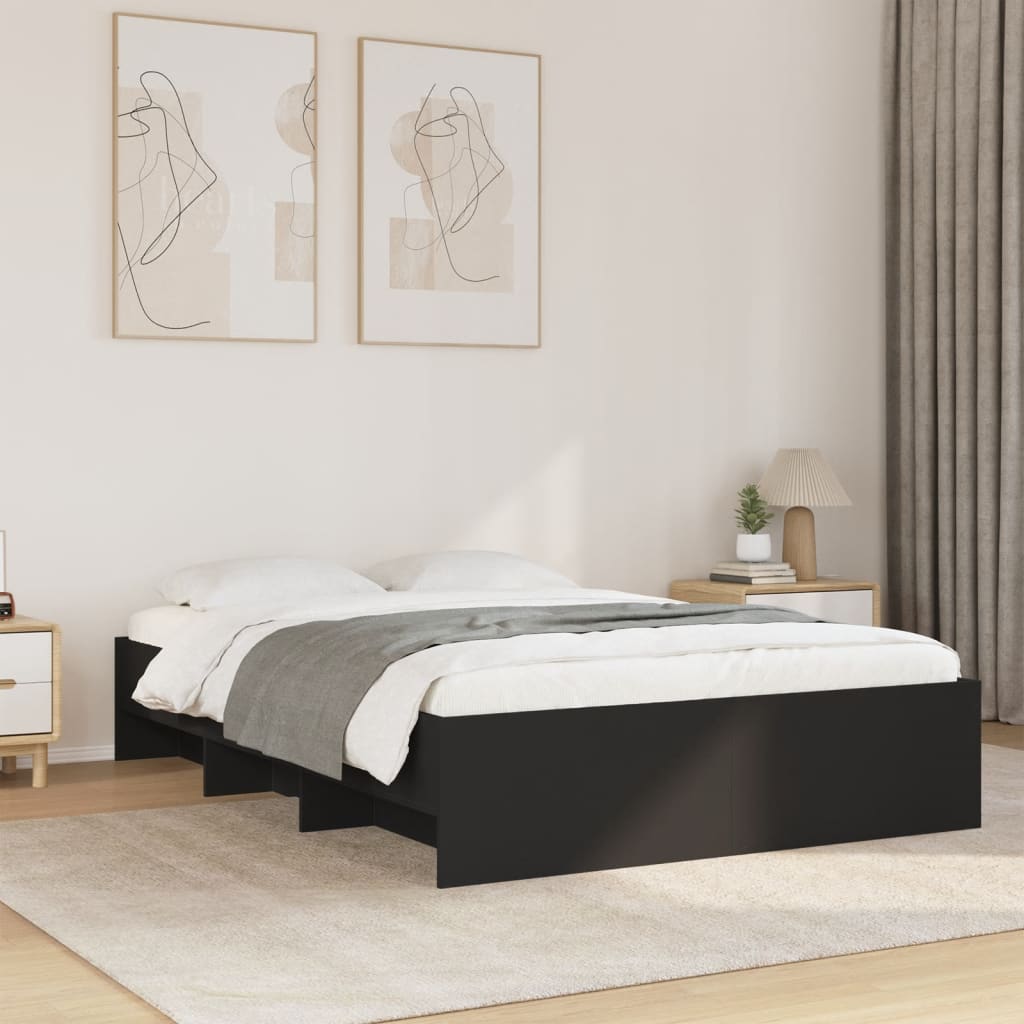 vidaXL Bed Frame without Mattress Black 135x190 cm Double Engineered Wood