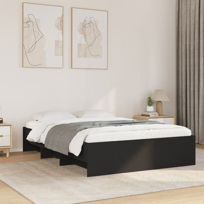 vidaXL Bed Frame without Mattress Black 135x190 cm Double Engineered Wood