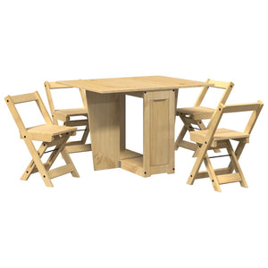 vidaXL 5 Piece Butterfly Dining Set Corona Foldable Wax Brown Pinewood