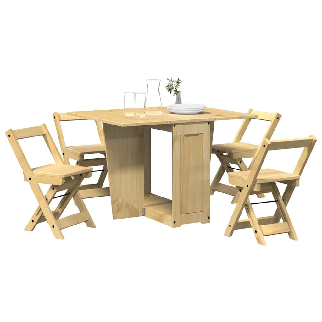 vidaXL 5 Piece Butterfly Dining Set Corona Foldable Wax Brown Pinewood