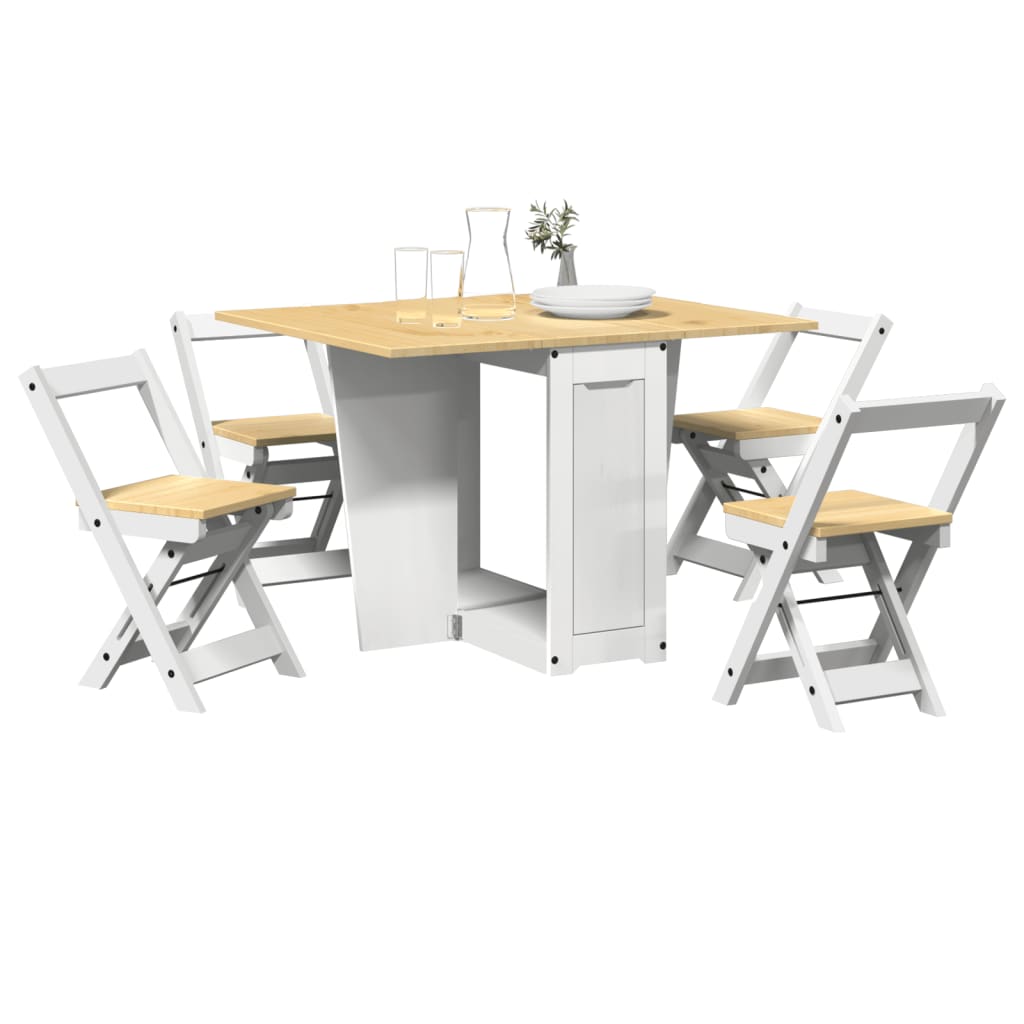 vidaXL 5 Piece Butterfly Dining Set Corona Foldable White Pinewood