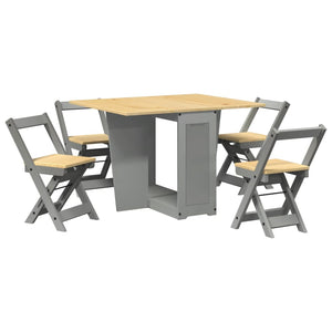 vidaXL 5 Piece Butterfly Dining Set Corona Foldable Grey Pinewood