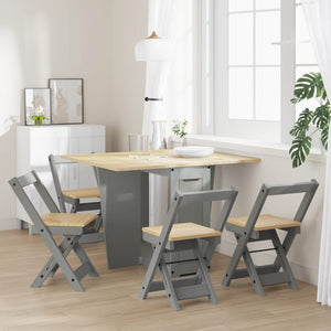 vidaXL 5 Piece Butterfly Dining Set Corona Foldable Grey Pinewood