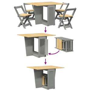 vidaXL 5 Piece Butterfly Dining Set Corona Foldable Grey Pinewood