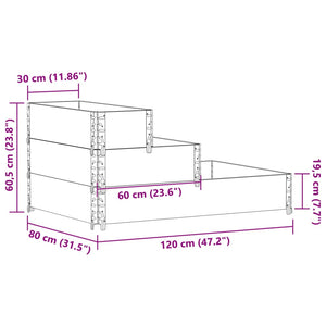 vidaXL 3-Tier Raised Bed Black 120x80 cm Solid Wood Pine