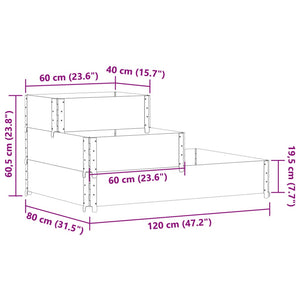 vidaXL 3-Tier Raised Bed Black 120x80 cm Solid Wood Pine