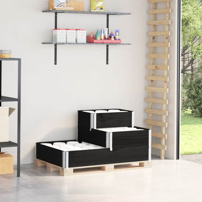 vidaXL 3-Tier Raised Bed Black 120x80 cm Solid Wood Pine