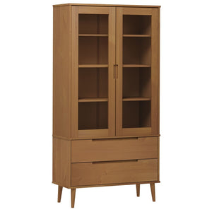 vidaXL Vitrine Cabinet MOLDE Brown 90x35x175 cm Solid Wood Pine